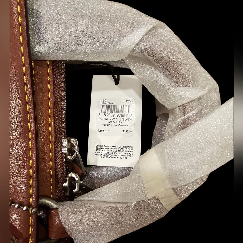 COACH 1941 Rogue Brief Briefcase in Dark Sienna Natural Glovetanned Leather NWT